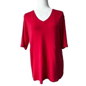 Chico’s Class 100% Cotton Shirt Red Casual Top SZ L